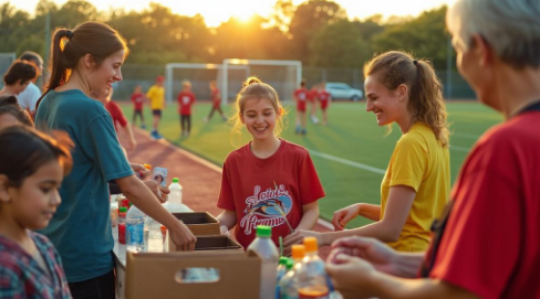 Community volunteering at sports field