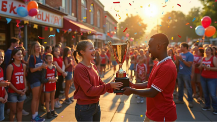 Community sports celebration scene